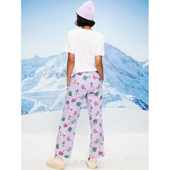 Old Navy Women XL Flannel Pajama Pants Christmas Purple Mugs Winter Xmas MidRise - Picture 3 of 6